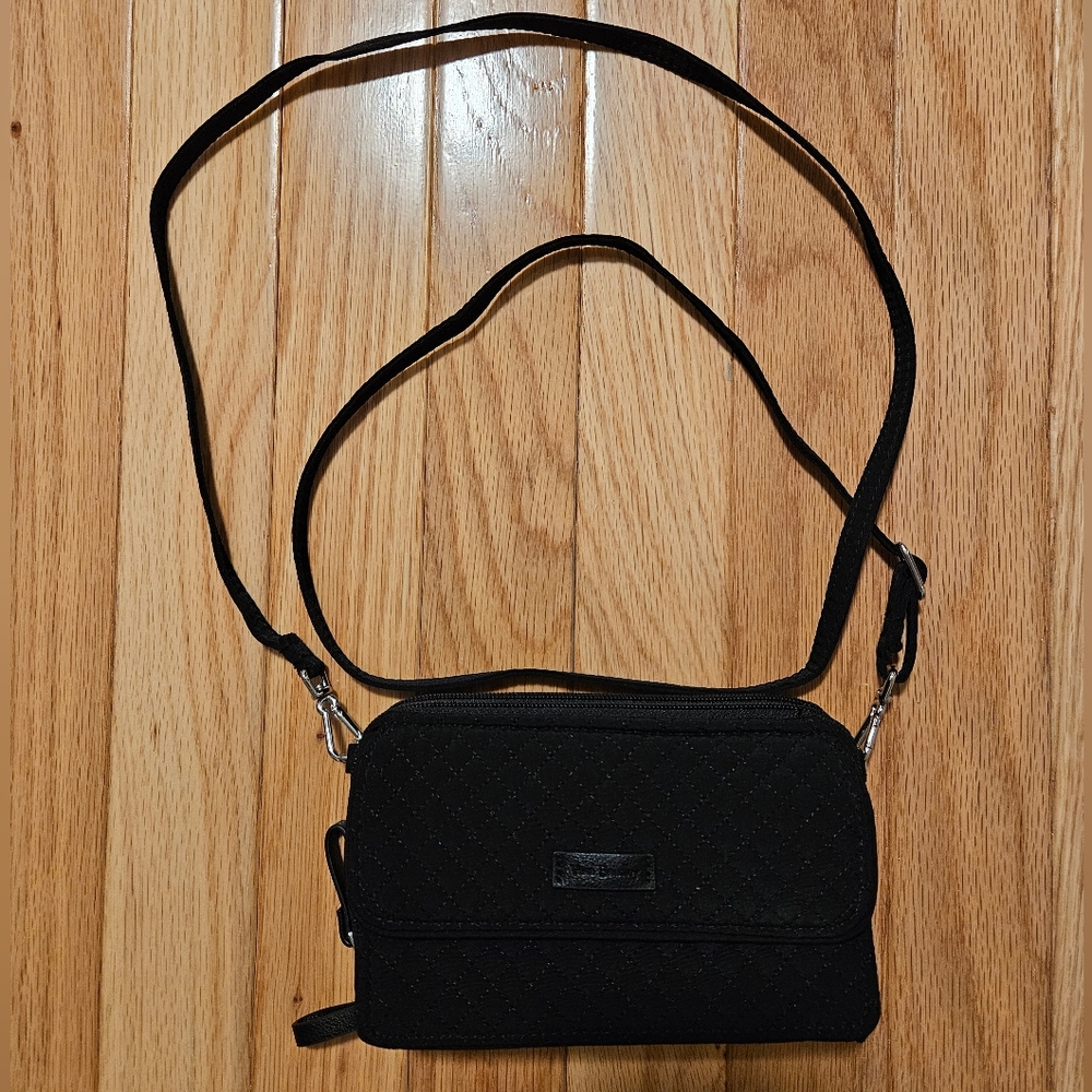 Vera Bradley Black Iconic RFID All in One Quilted Crossbody Bag